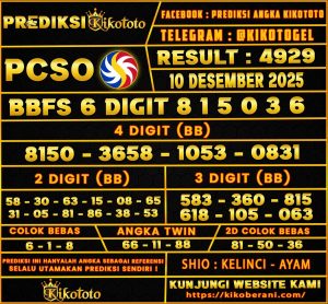 PREDIKSI TOGEL PSCO 10 DESEMBER 2025
4929