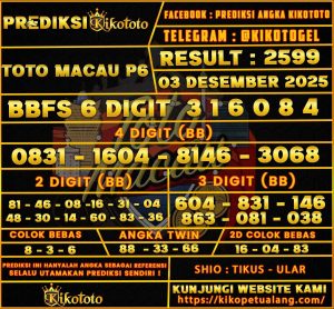 PREDIKSI TOGEL TOTO MACAU P6 03
